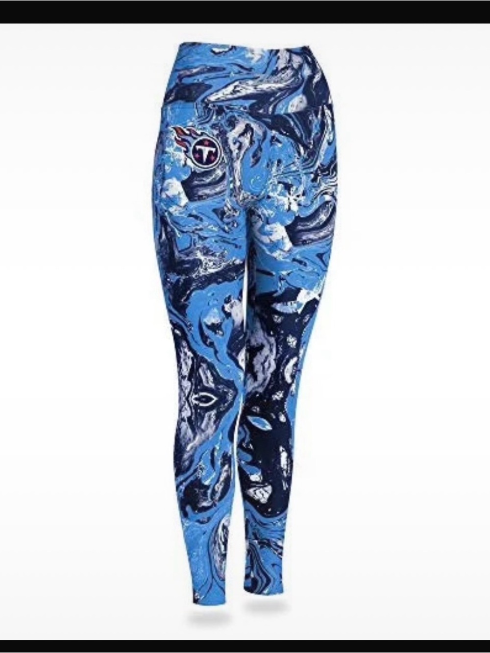 Blue Marble Print High-Waist Leggings